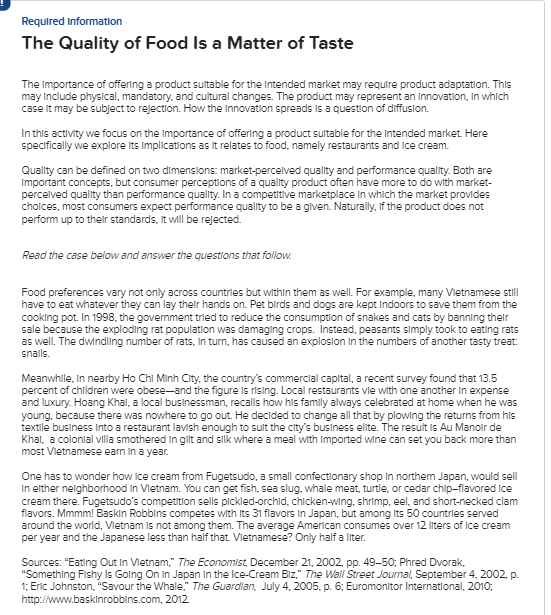 No Matter How You Define Quality >> Solved Required Information The Quality Of Food Is A Matt No Matter How You Define Quality >> Solved Required Information The Quality Of Food Is A Matt