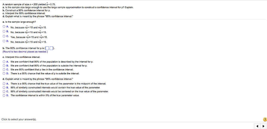 Solved A Random Sample Of Size N 200 Yielded P 0 75 A I Chegg Com