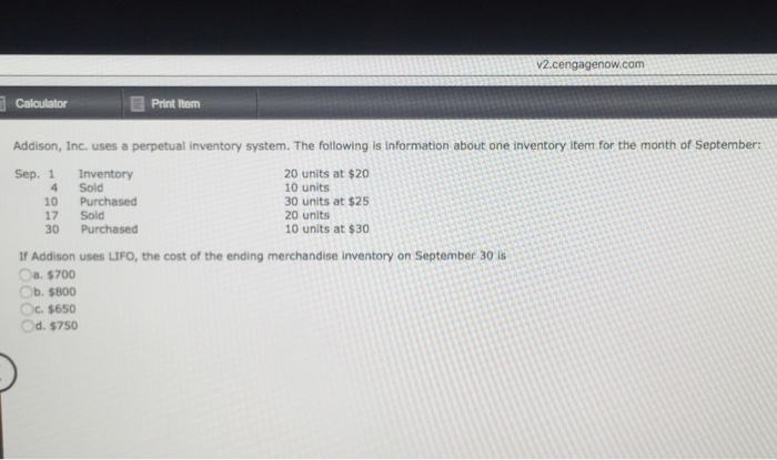 Solved Addison, Inc. Uses A Perpetual Inventory System. T