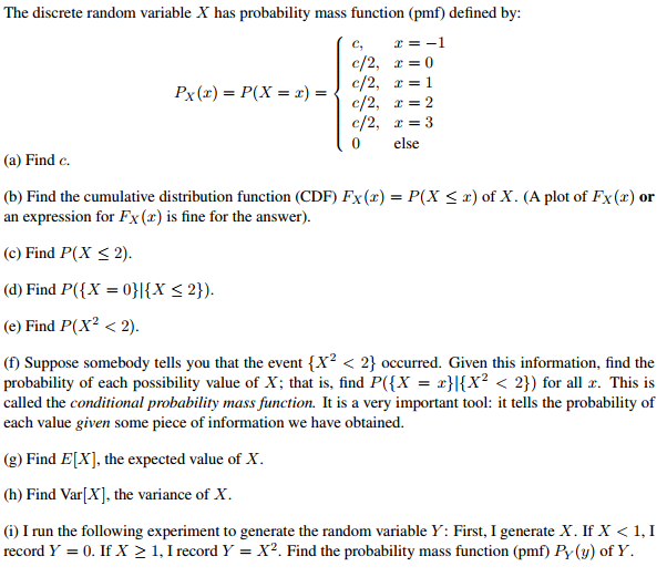 Solved The Discrete Random Variable X Has Probability Mas Chegg Com