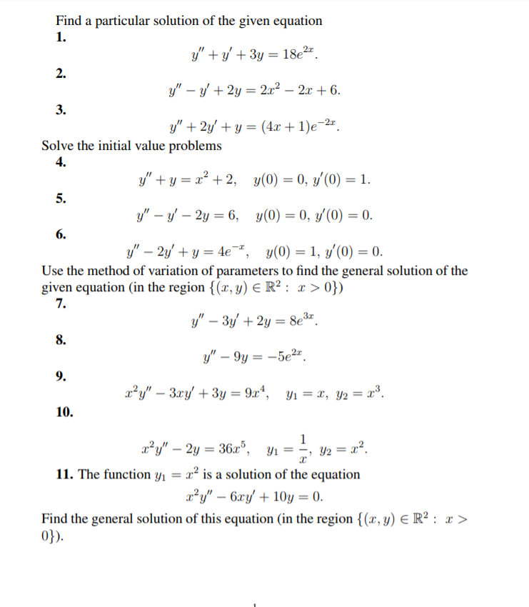 Solved Find A Particular Solution Of The Given Equation 1 Chegg Com