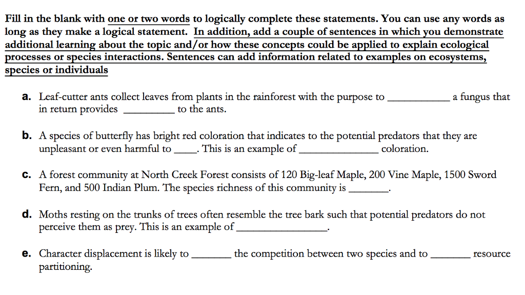 It's a filling the blank worksheet and I always have trouble with these. 