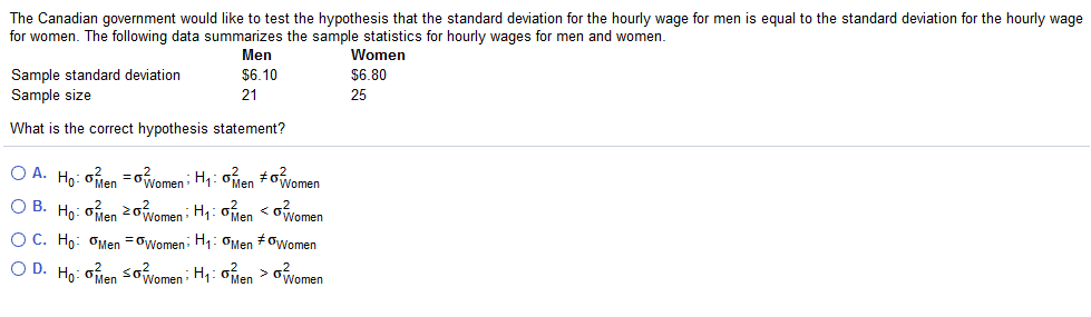 Solved The Canadian Government Would Like To Test The Hyp
