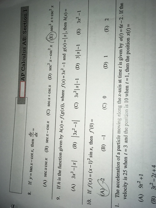 Solved If Y Tan X Cot X Then Dy Dx A Sec X Csc X Chegg Com