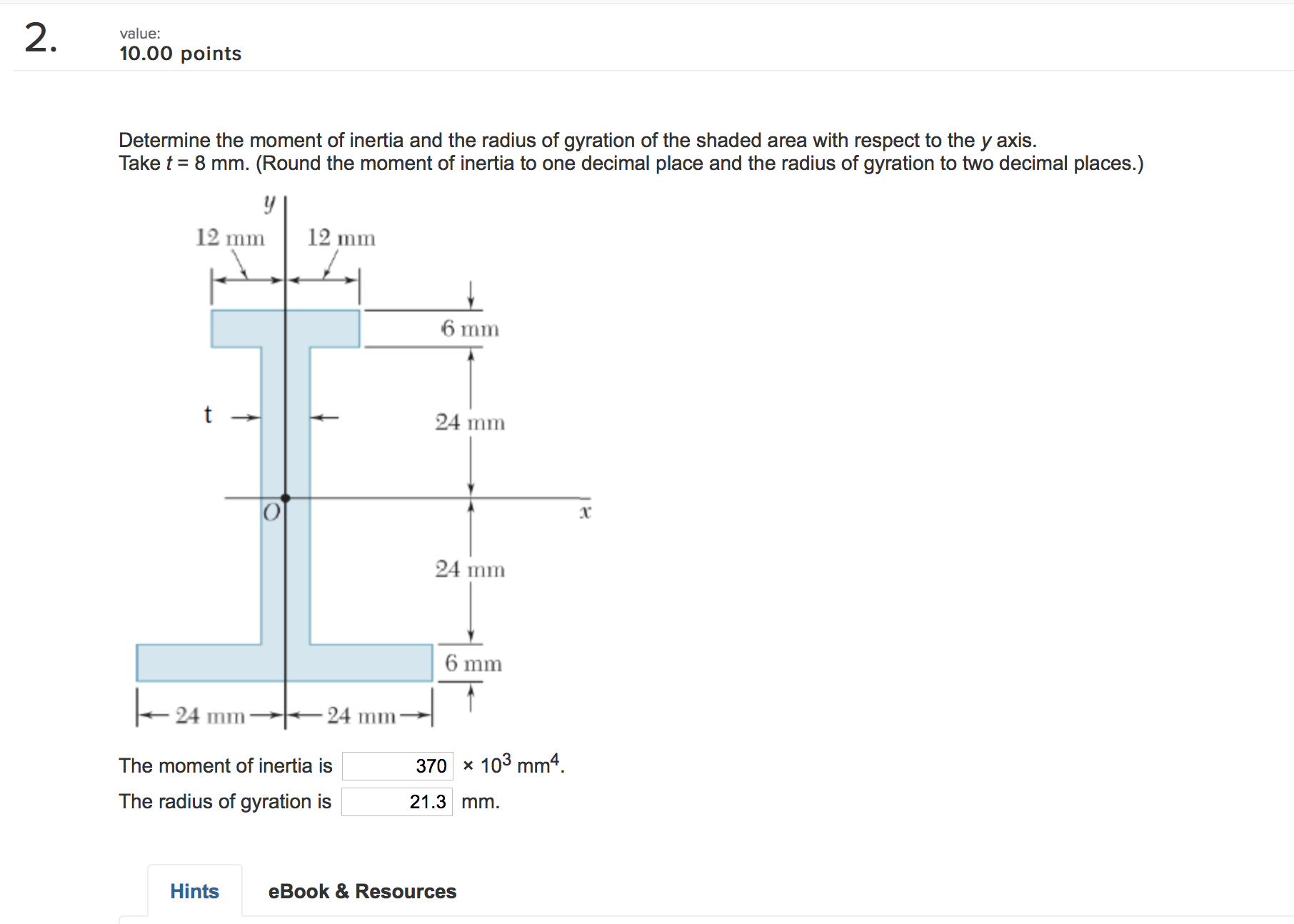 Solved Determine The Moment Of Inertia And The Radius Of