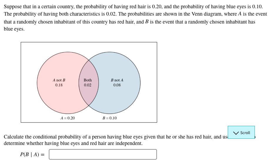 solved suppose that in a certain country the probability independent probability venn diagram