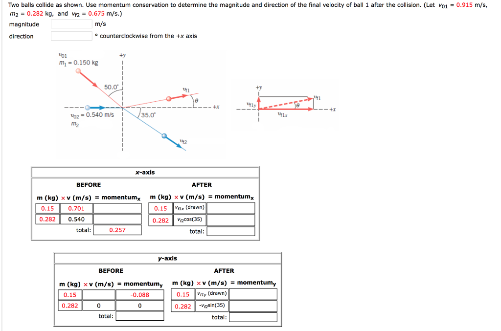Solved Two Balls Collide As Shown. Use Momentum Conservat...