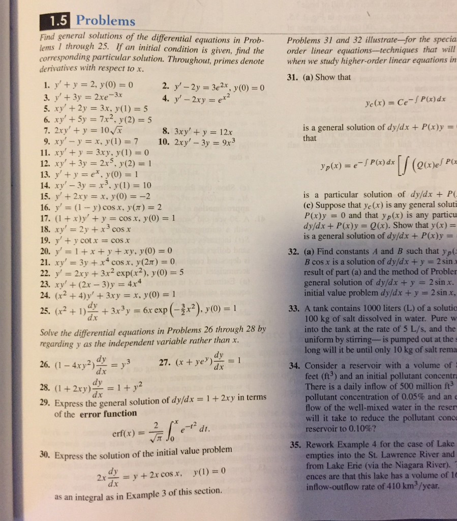 Find General Solutions Of The Differential Equations Chegg Com