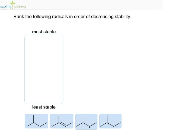 Rank The Following Radicals In Order Of Decreasing Chegg 