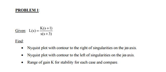 Solved Given L S K S 1 S S 3 Find Nyquist Plot Chegg Com