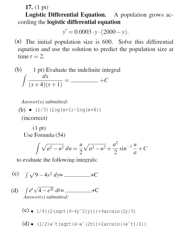 Solved Logistic Differential Equation A Population Grows Chegg Com