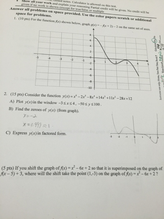 For The Function F X Shown Below Graph G X F X Chegg Com