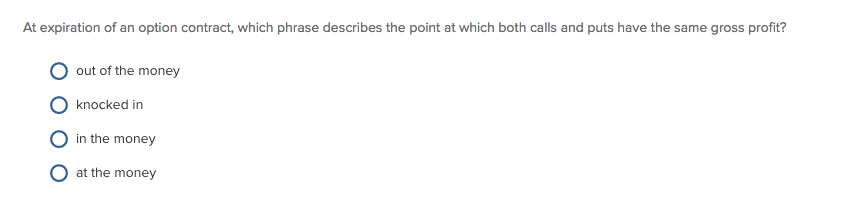 Solved: At Expiration Of An Option Contract, Which Phrase ... | Chegg.com