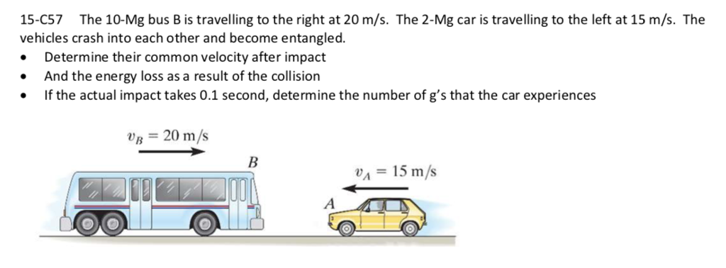 Solved 15 C57 The 10 Mg Bus B Is Travelling To The Right Chegg Com