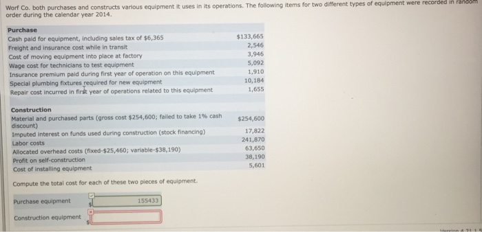 Worf Co Both Purchases And Constructs Various Chegg 