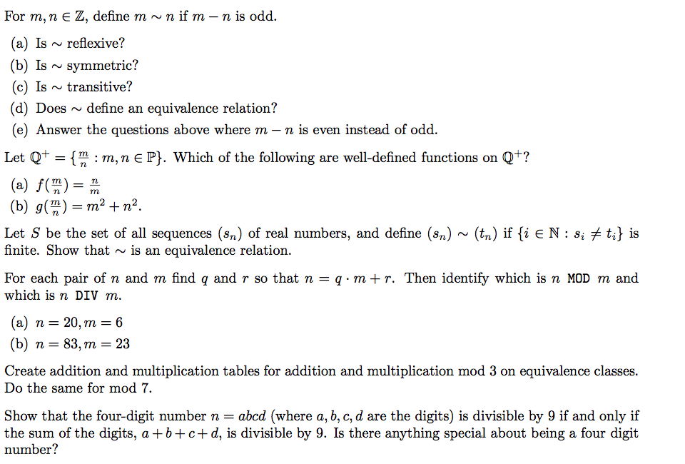 Solved For M N Epsilon Z Define M N If M N Is Odd Chegg Com