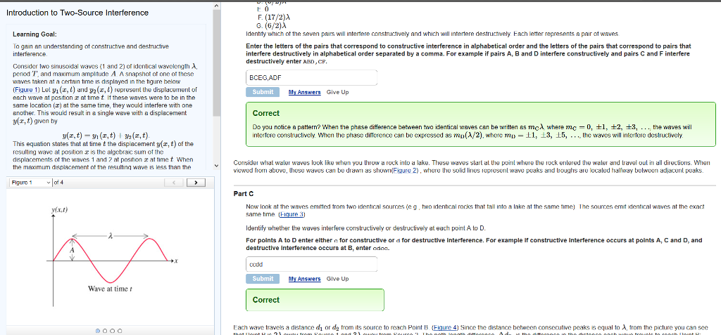 Introduction To Two Source Interference Part A Chegg 