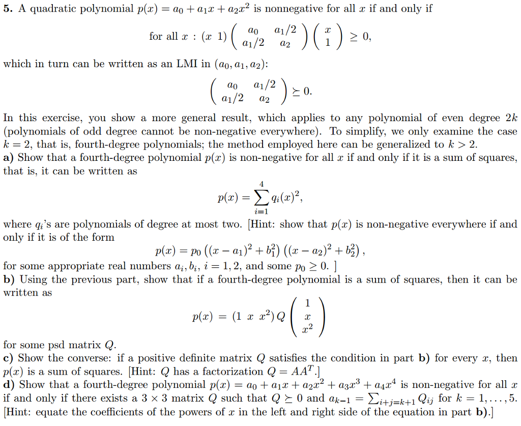 A Quadratic Polynomial P X A 0 A 1x A 2 X 2 Chegg Com