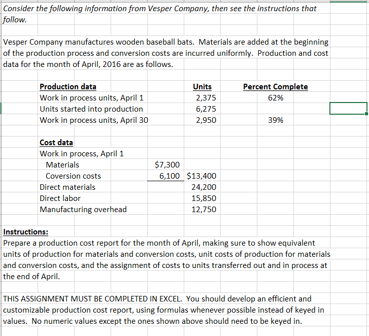 solved please follow the directions below to create a pro how to make production report in excel