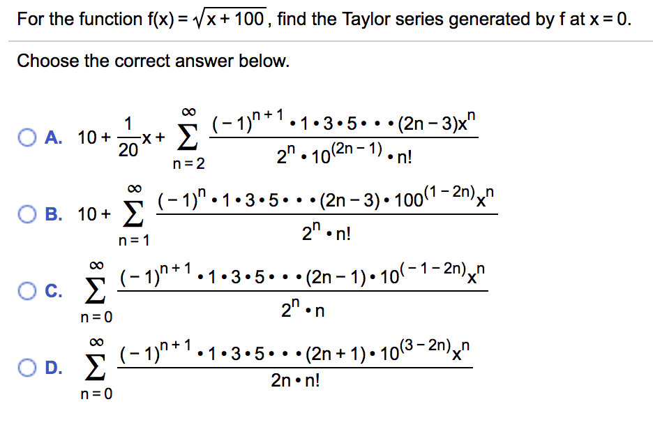 Solved For The Function F X Equalsstartroot X Plus 100 E Chegg Com