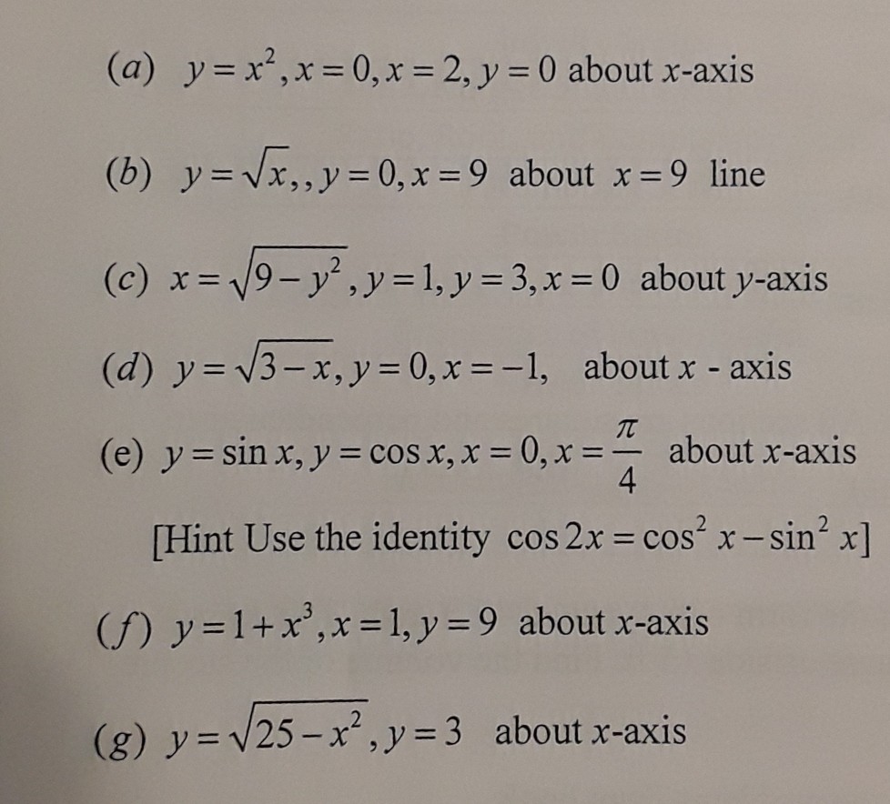 Solved A Y X X 0 X 2 Y 0 About X Axis B Y X Y Chegg Com