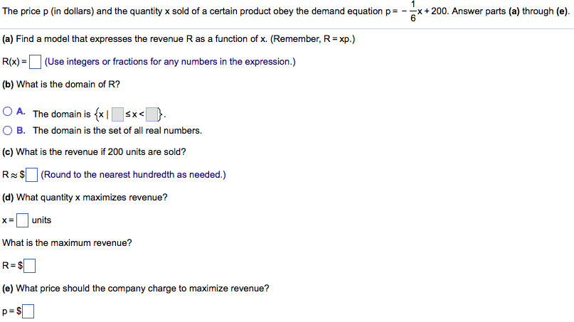 Solved The Price P In Dollars And The Quantity X Sold O Chegg Com