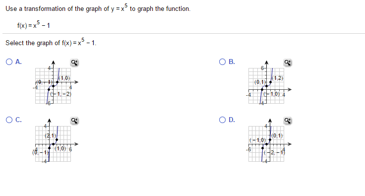 Use A Transformation Of The Graph Of Y X 5 To Graph Chegg Com