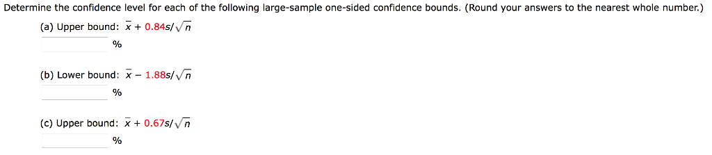 Single sided lower confidence level