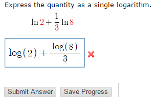 Express The Quantity As A Single Logarithm Ln 2 1 2 Chegg 