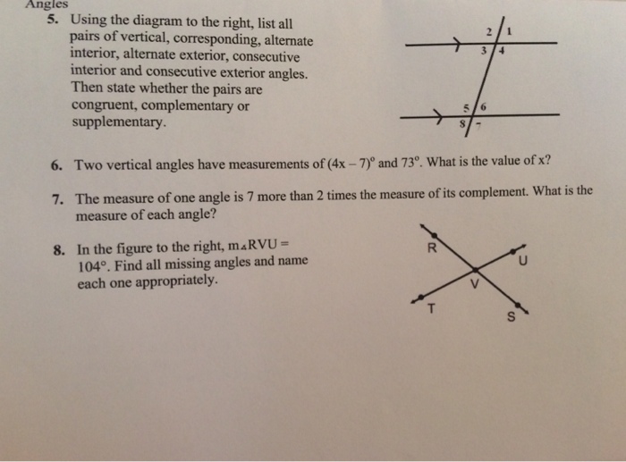 Solved Using The Diagram To The Right List All Pairs Of