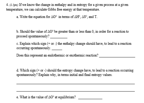 Solved Write The Equation For Change Of G In Terms Of Cha Chegg Com