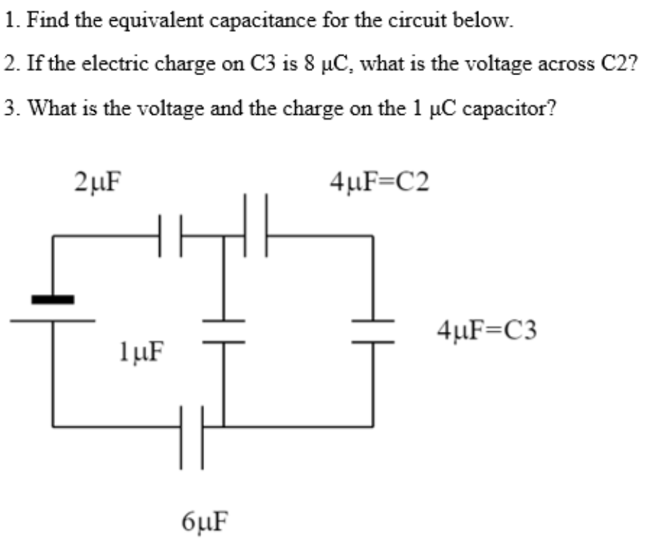 Solved Find The Equivalent Capacitance For The Circuit Be Chegg Com