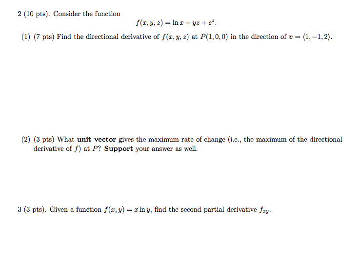 Find The Directional Derivative Of F X Y Z At P 1 Chegg Com