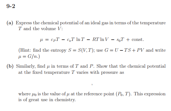 Solved 9 2 L Of An Ideal Gas In Tern T And The Volume V Chegg Com