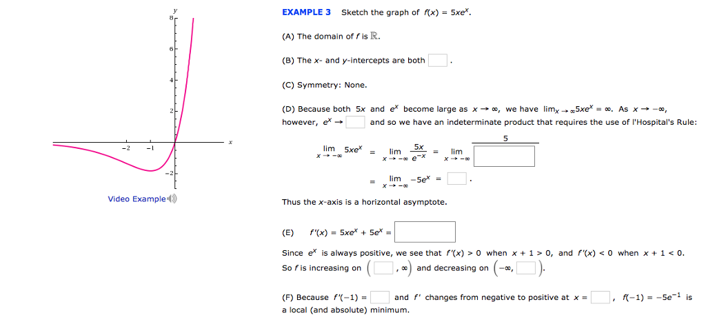 Solved Example 3 Sketch The Graph Of X 5xe A The D Chegg Com