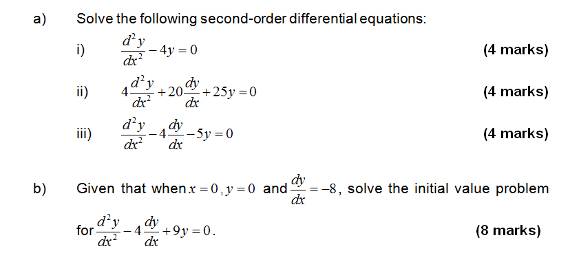 Solved A Solve The Following Second Order Differential Chegg Com