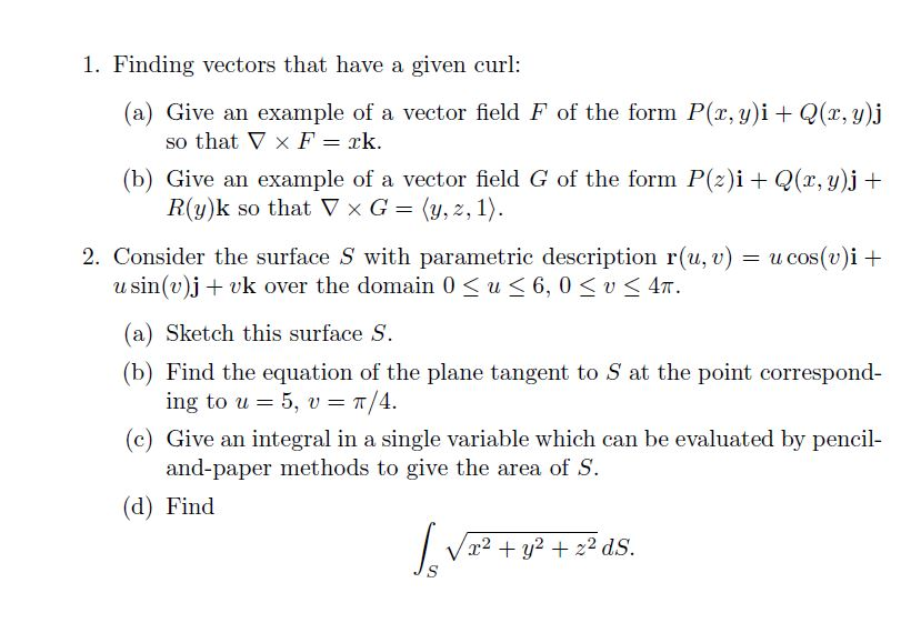 Finding Vectors That Have A Given Curl Give An Chegg Com Finding Vectors That Have A Given Curl Give An Chegg Com
