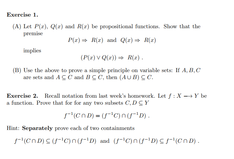 Solved Exercise 1 A Let P X Q X And R X Be Proposit Chegg Com