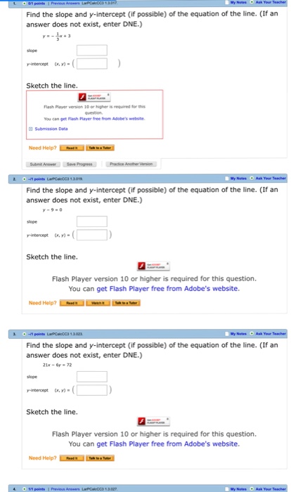 Solved Find the slope and y-intercept (If possible) of the | Chegg.com
