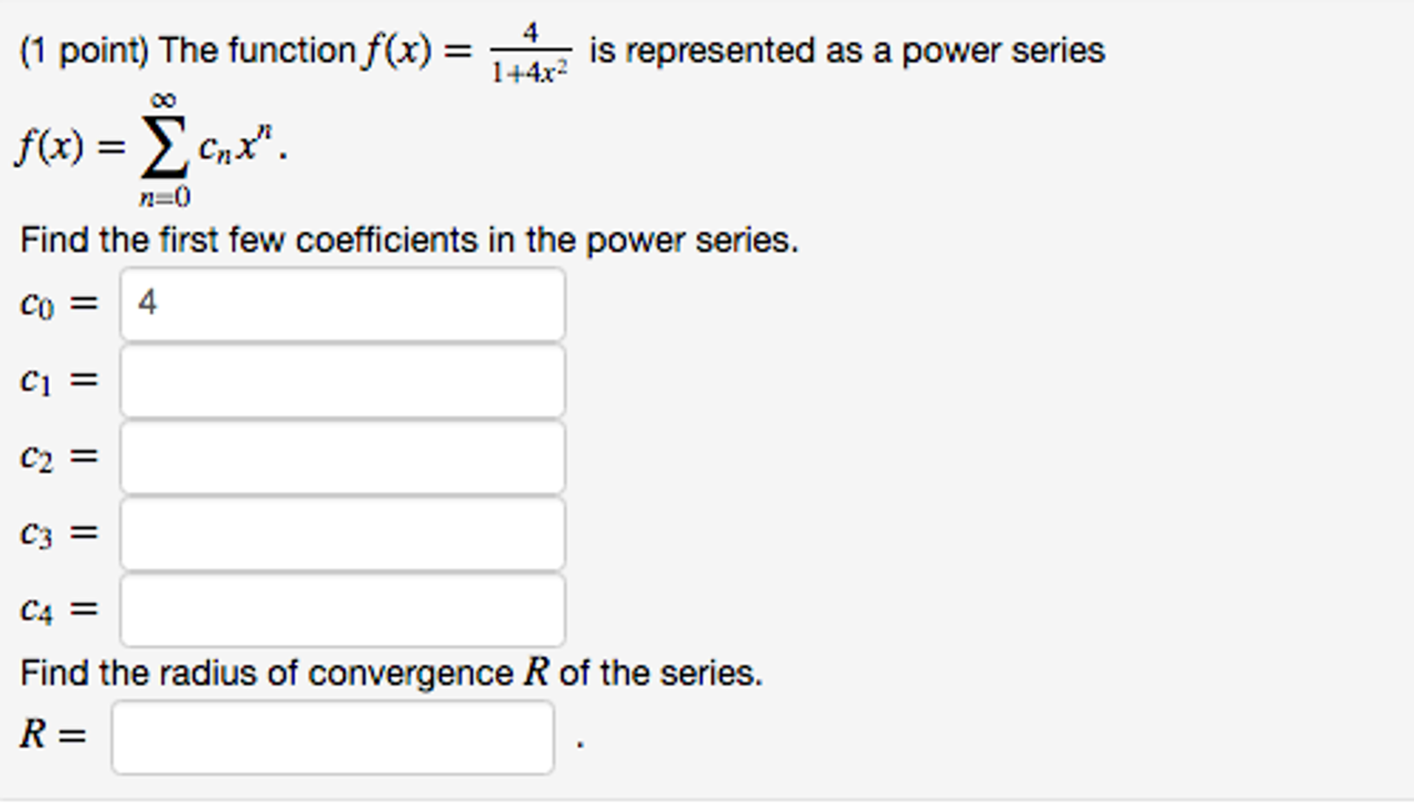 The Function F X 4 1 4x 2 Is Represented As A Chegg Com