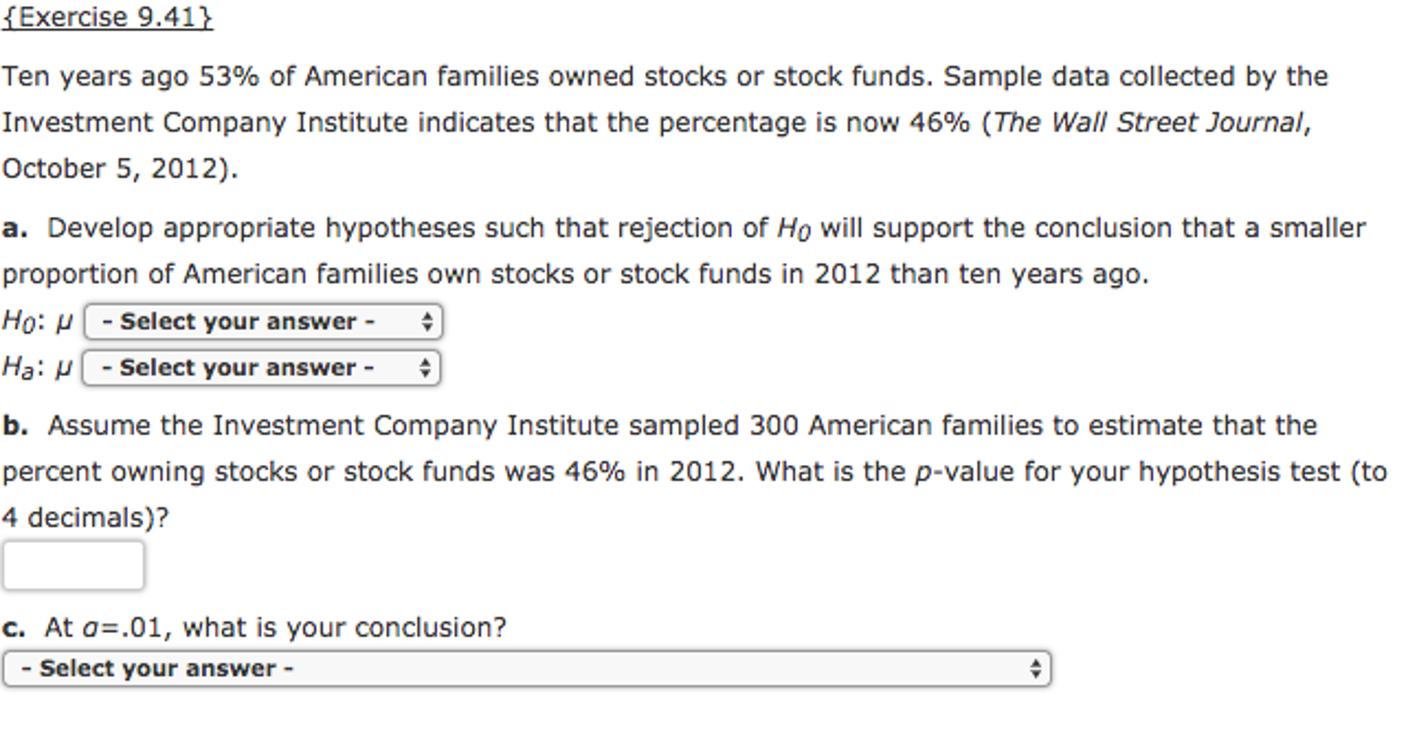 Solved Ten Years Ago 53 Of American Families Owned Stock Chegg Com