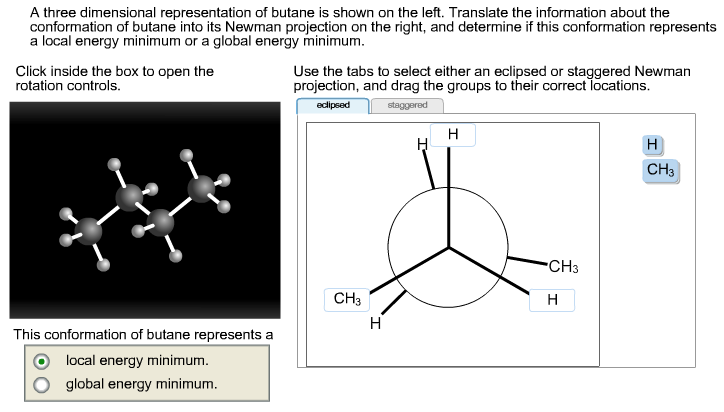 Solved A Three Dimensional Representation Of Butane Is Sh Chegg Com
