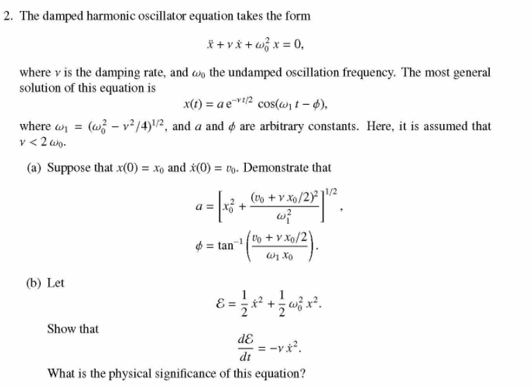 harmonic oscillator equation