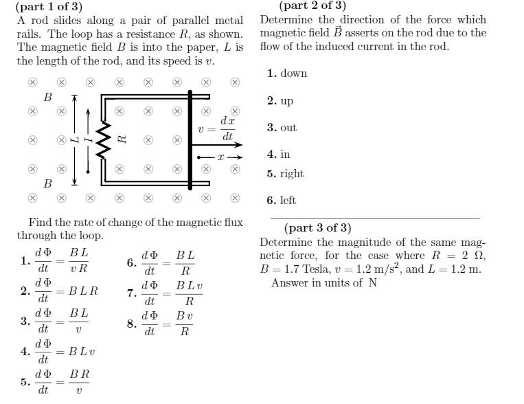 Solved A Rod Slides Along A Pair Of Parallel Metal Rails Chegg Com