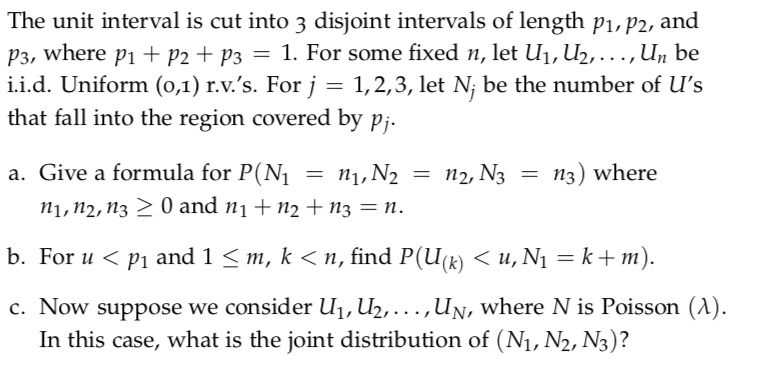 The Unit Interval Is Cut Into 3 Disjoint Intervals Chegg Com