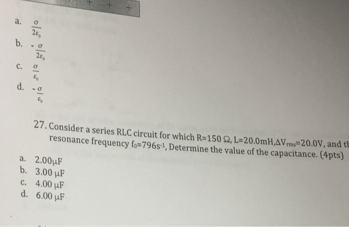 Solved Consider A Series Rlc Circuit For Which R 150 Oh Chegg Com