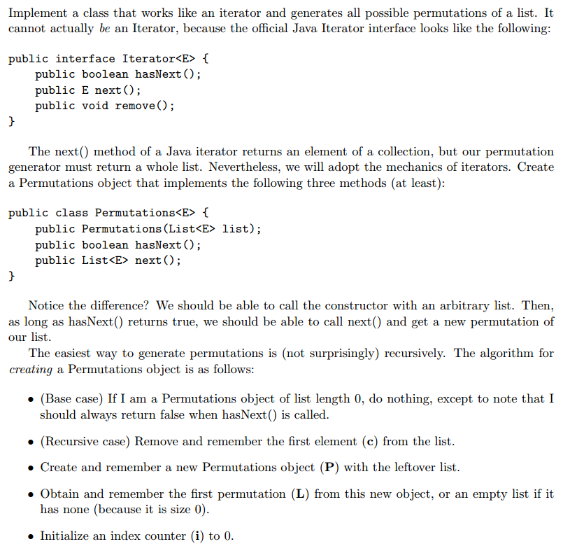 Implement A Class That Works Like An Iterator And Chegg Com