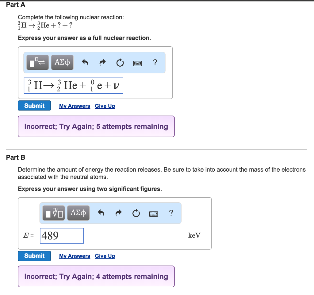 Solved Part A Complete The Following Nuclear Reaction Chegg Com