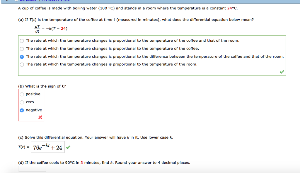 A Cup Of Coffee Is Made With Boiling Water 100 C Chegg Com