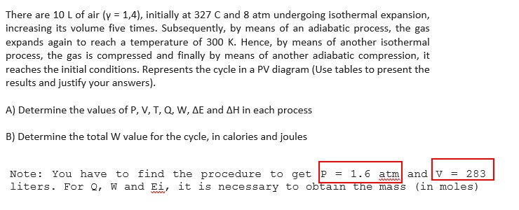 Solved There Are 10 L Of Air Y 1 4 Initially At 327 Chegg Com